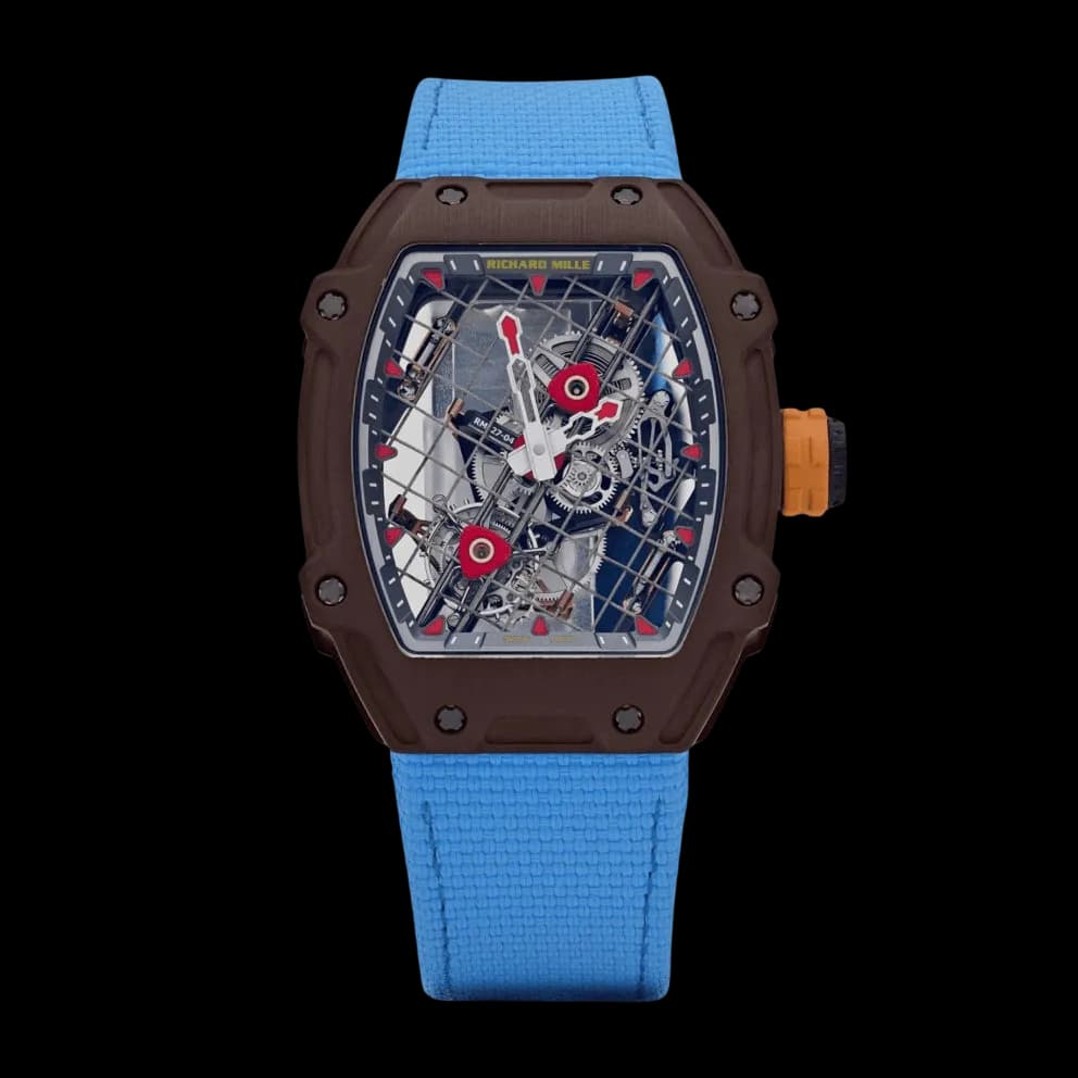 Richard Mille RM 27-04 Tourbillon Rafael Nadal luxury watch with skeleton movement and lightweight case