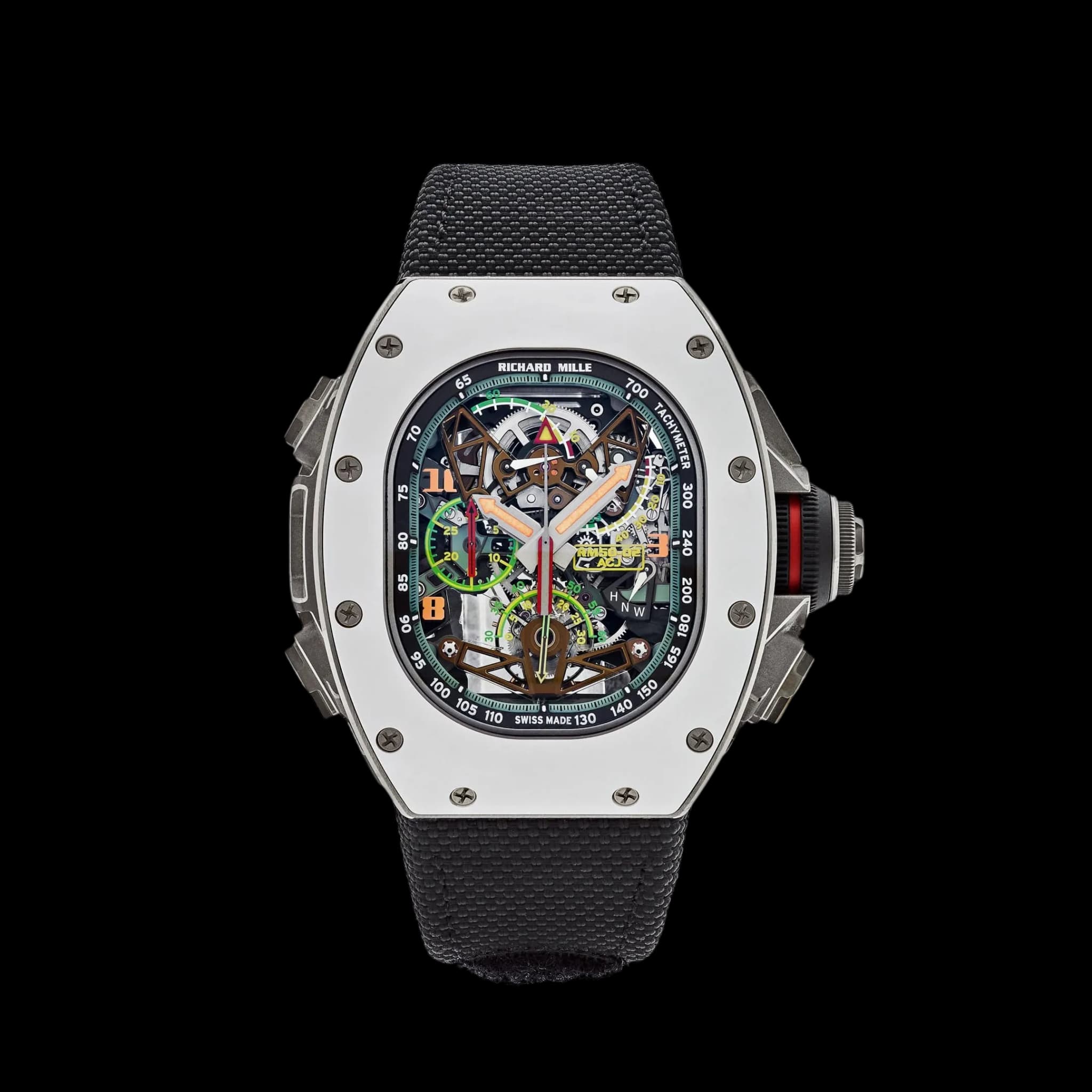 Richard Mille RM 50-02 Airbus Tourbillon Split Seconds Chronograph luxury watch with skeleton dial and titanium case